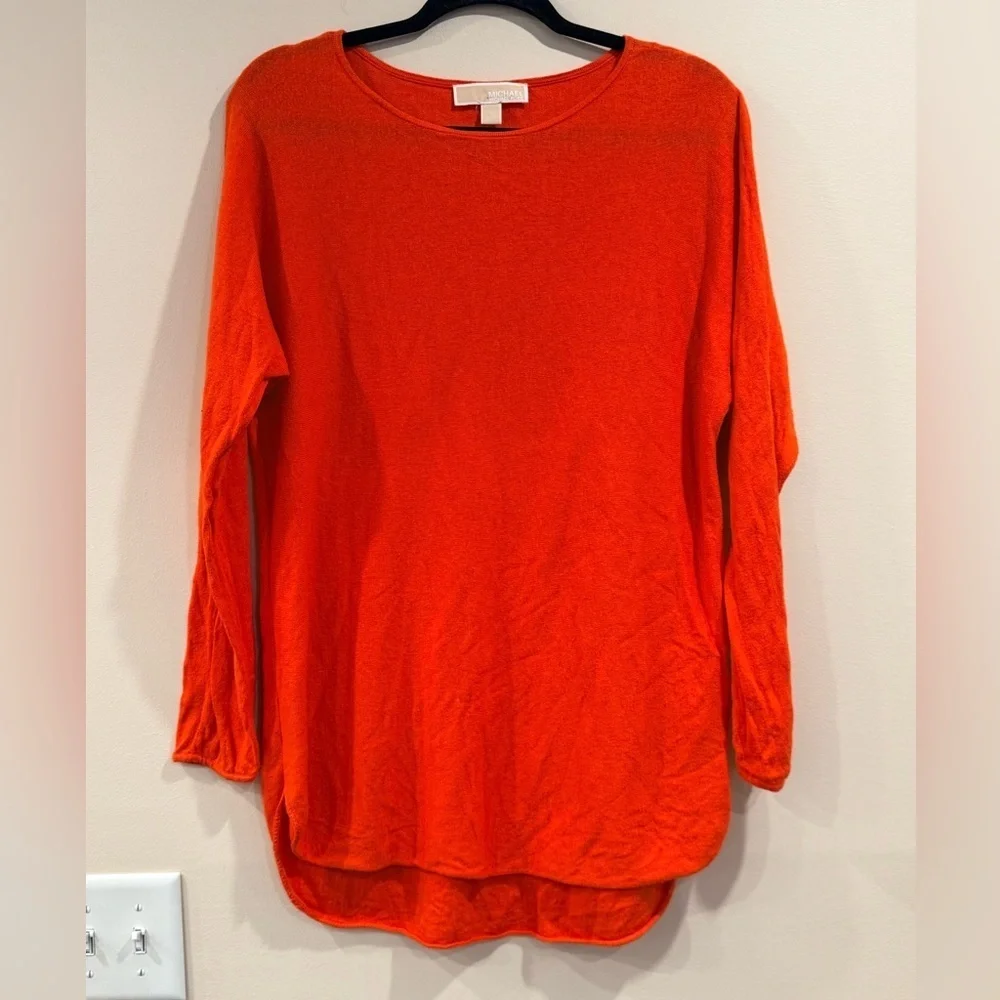 🔥Michael Kors Women's Orange Long Sleeve Top Sz L EUC🔥